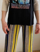 Trousers Vintage Straight Leg Striped Elastic Waist Unisex – M/L