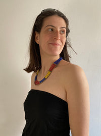 Necklace Vintage Colorful Beaded Multicolor Statement Piece– One Size