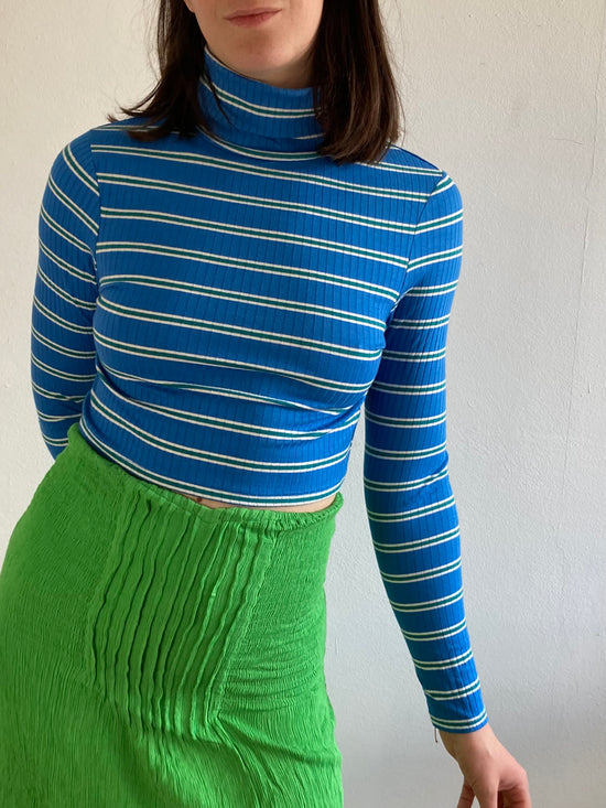Longsleeve Shirt Fitted Silhouette Blue White Striped Slim Fit Layering – M