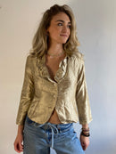 Blouse 100% SIlk Vintage Gold Front Details Made in Italy Elegant Women – M