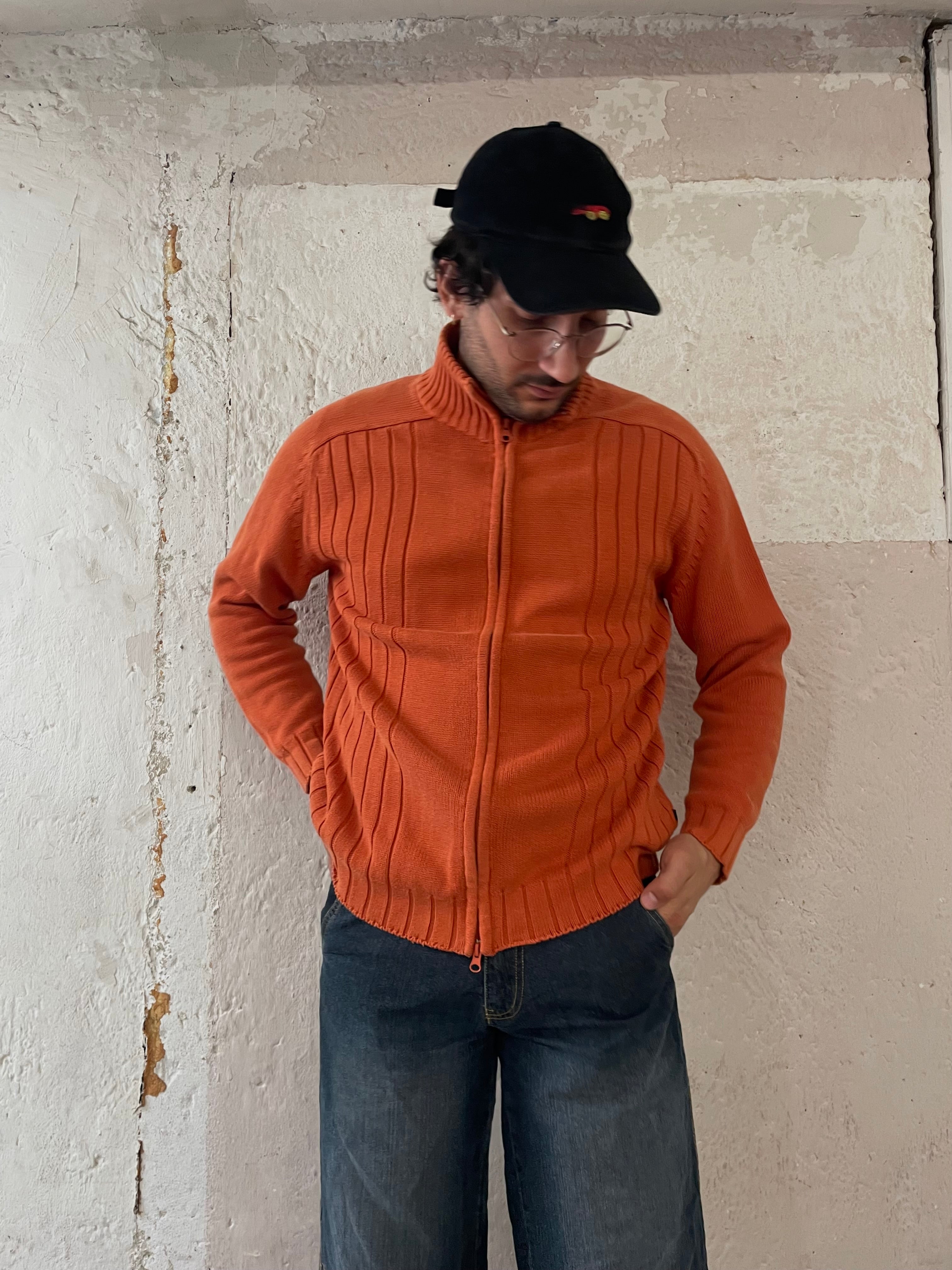 Orange klassische Strickjacke L - Kleiderhaufen - Default Title