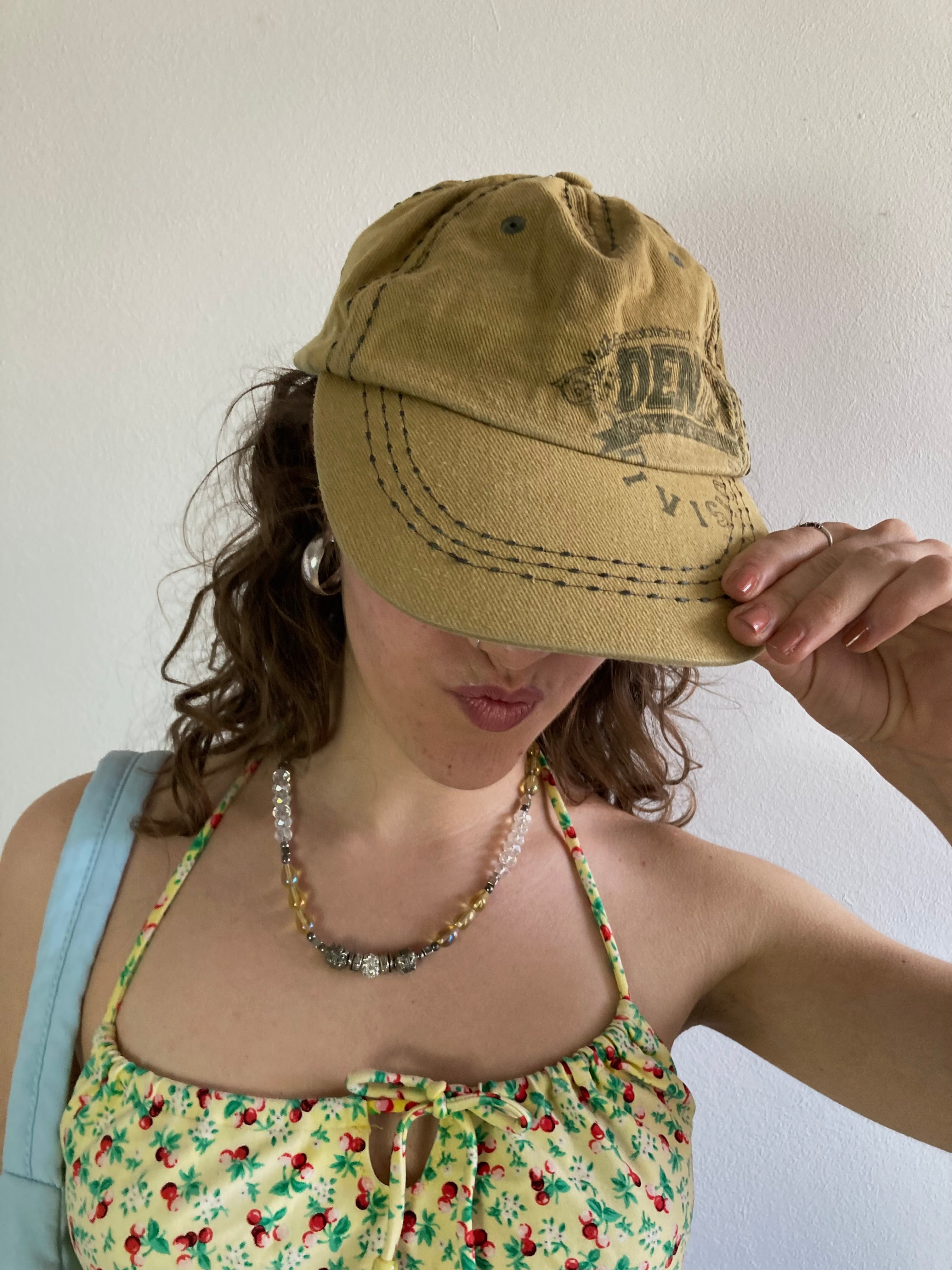 Cap Vintage Brown Denim Adjustable Strapback Unisex – One Size