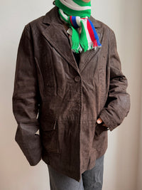 Vintage Leatherjacket Dark Brown 100% Leather Unisex - M/L