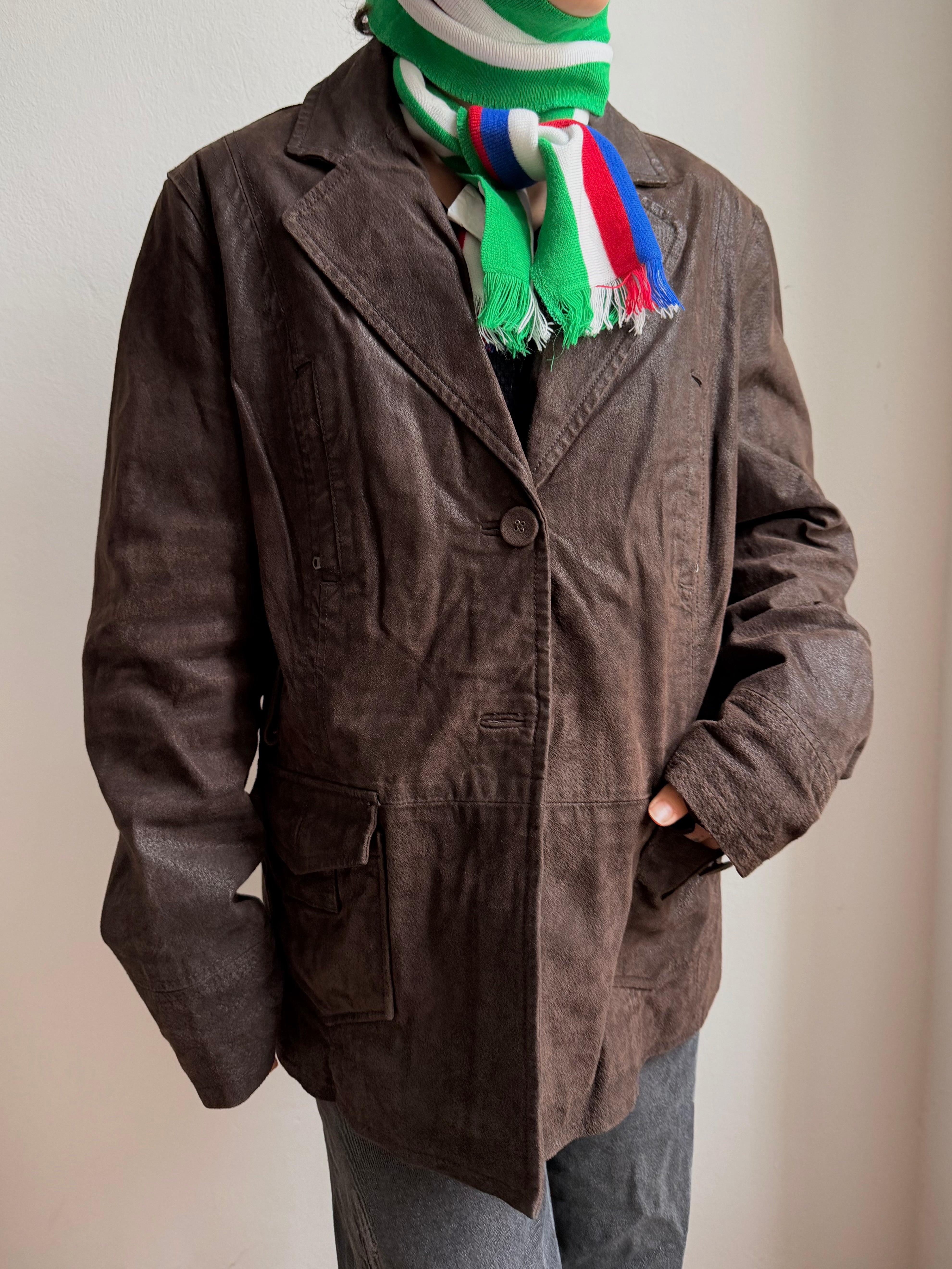 Vintage Leatherjacket Dark Brown 100% Leather Unisex - M/L