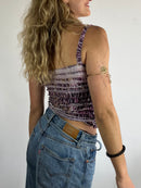 Tank Top Vintage Striped Pink Purple Summer Lightweight – S