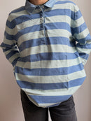 Bexleys Woman Polo Longsleeve Grey and Blue 100% Cotton Unisex - XL