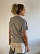 T-Shirt Vintage University Logo Front Print Grey Blue – M
