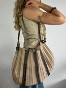 Vest Vintage Summer Top Beige Cream Sleeveless – S
