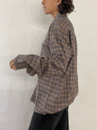 Vintage Redford Checked Shirt Cream & Brown – M