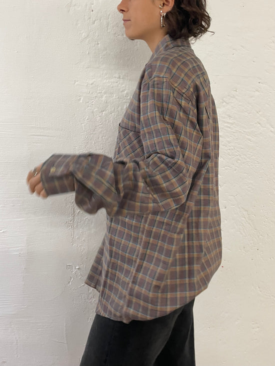 Vintage Redford Checked Shirt Cream & Brown – M