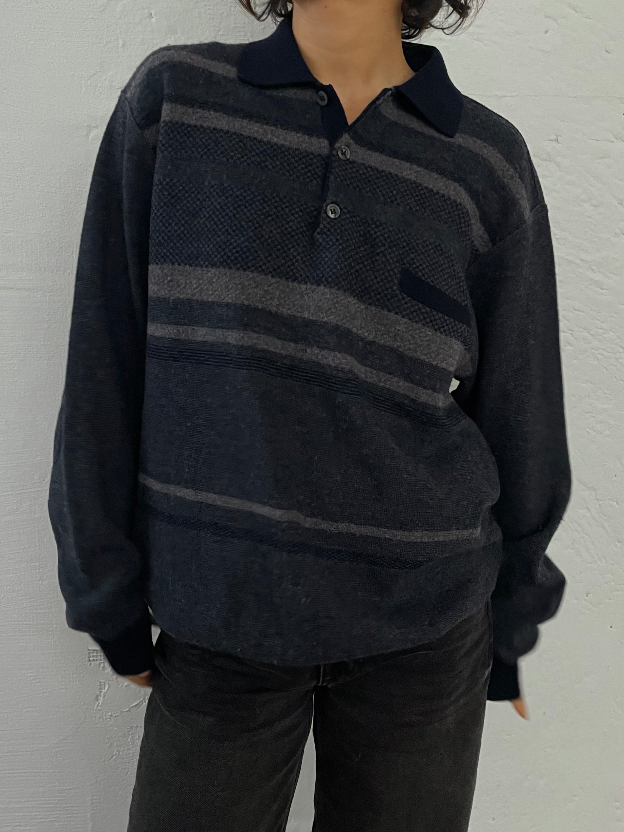 Rodes Polo Wool Sweater Unisex Blue – M