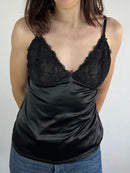 Spaghetti Top Vintage See Trough Summer Black – M