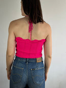 Top Vintage Summer Pink Sleeveless Polyester Shirt Blend – S