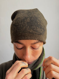 Beanie Brown and Dark Green Unisex - One Size