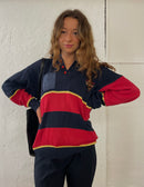 Vintage Jachting Club Polo Sweater Oversized Red Black – M