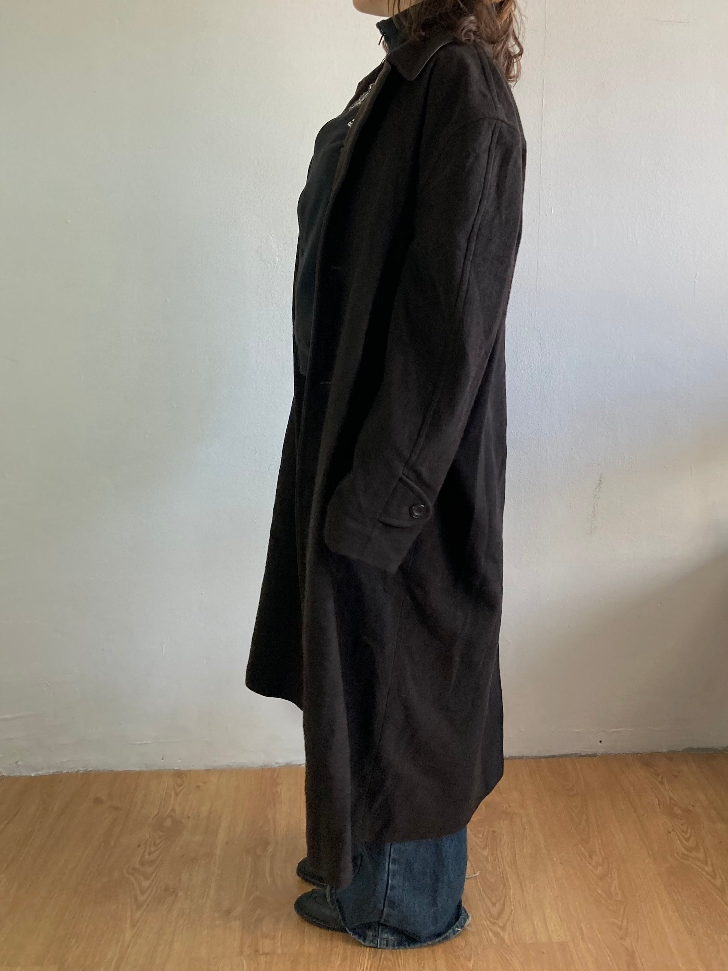 Coat Vintage Brown Wool High-Quality Long Unisex – M/L