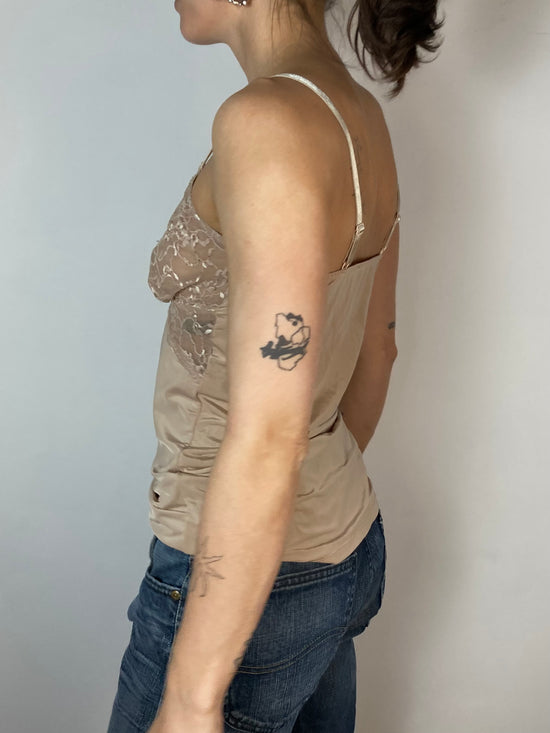 Top Vintage Y2K Sheer Lace Top Cream Bronze Women – S