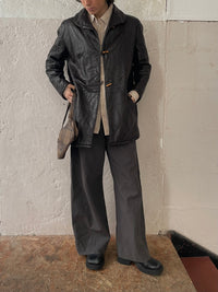 Vintage Leather Coat Women Brown Black – M