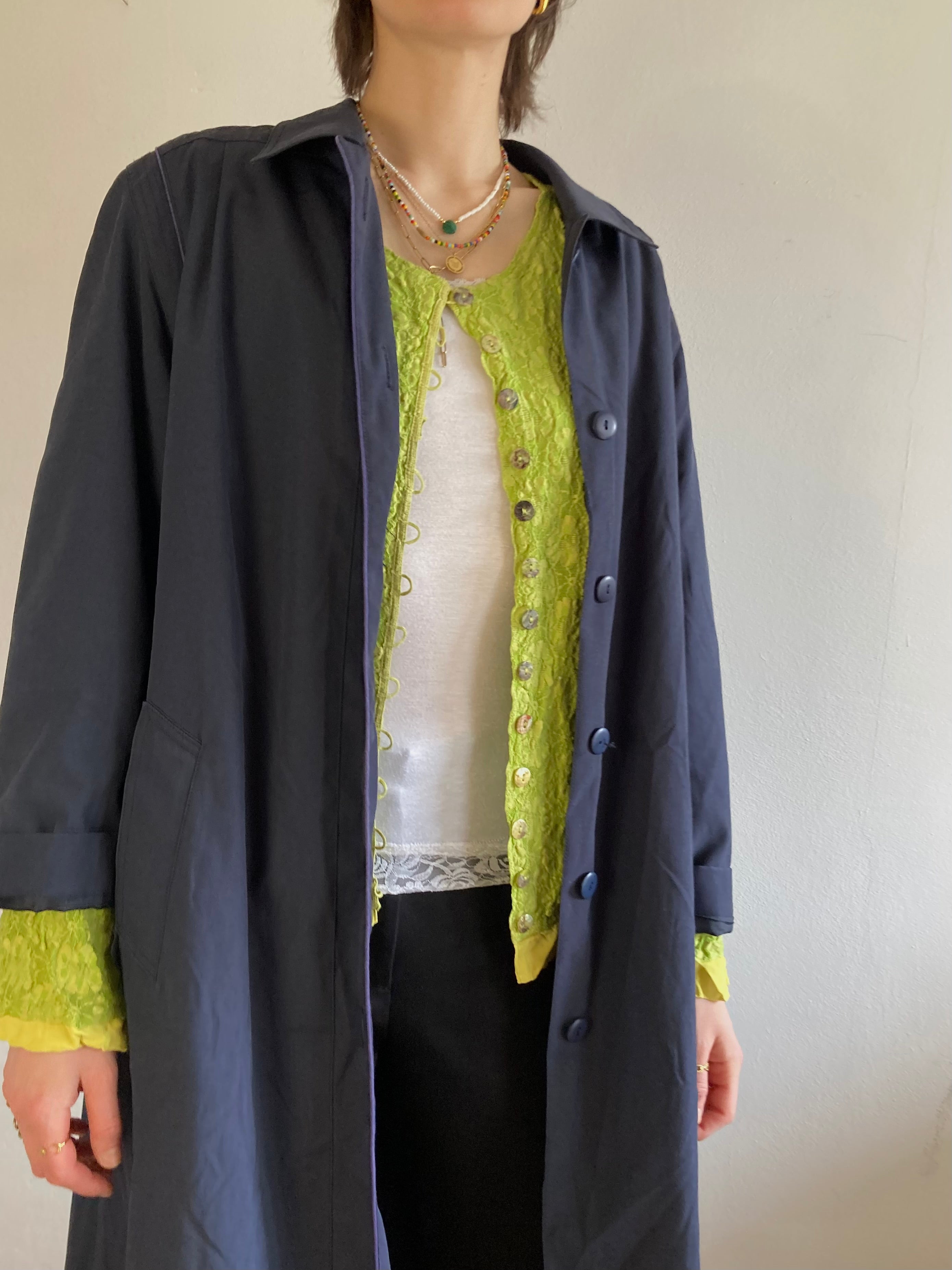 Trenchcoat Vintage Kem Unisex Layering Unisex Coat – L