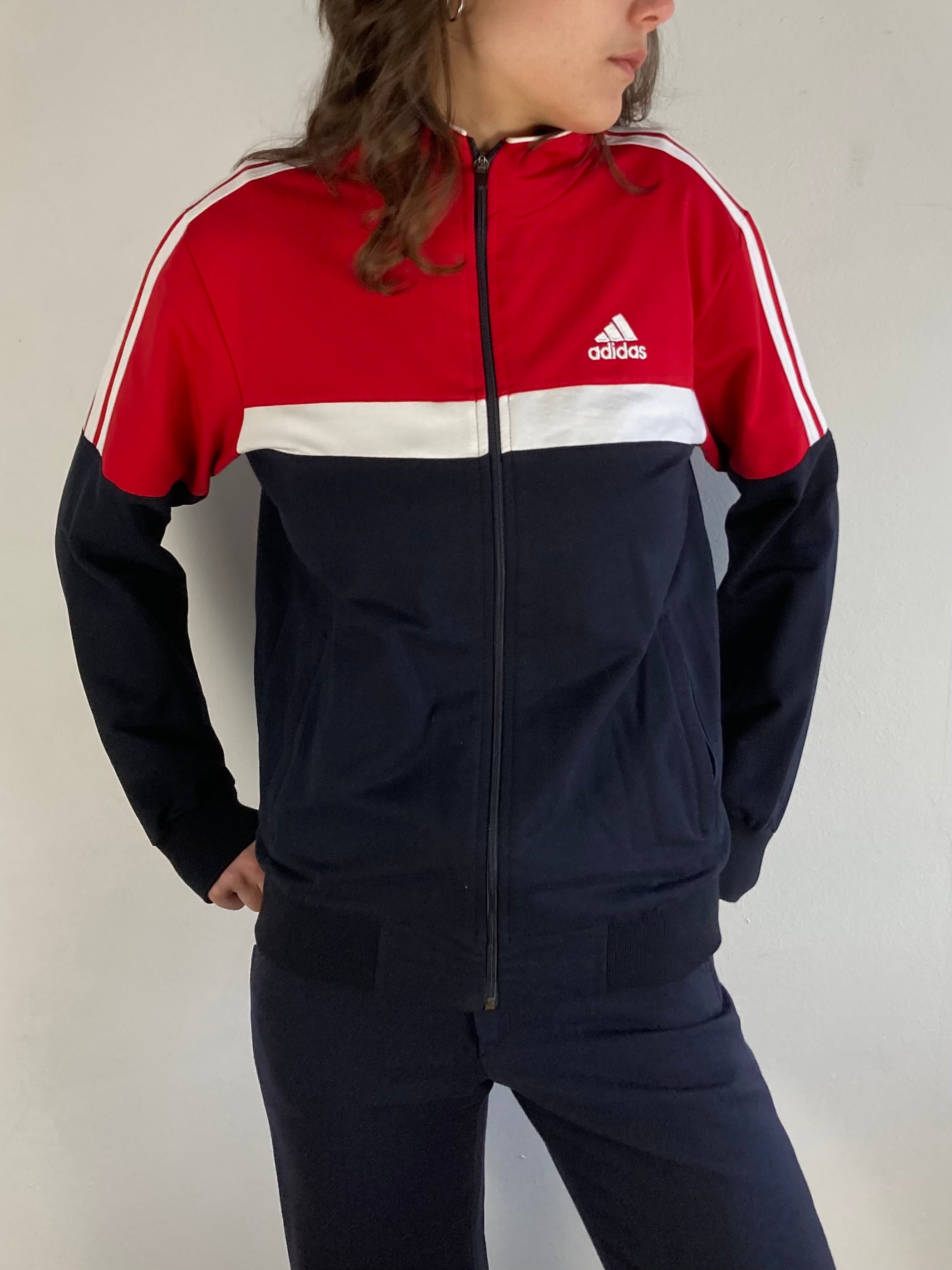 Track Jacket Vintage Adidas Sport Unisex Spring Zip Jacket Retro – M