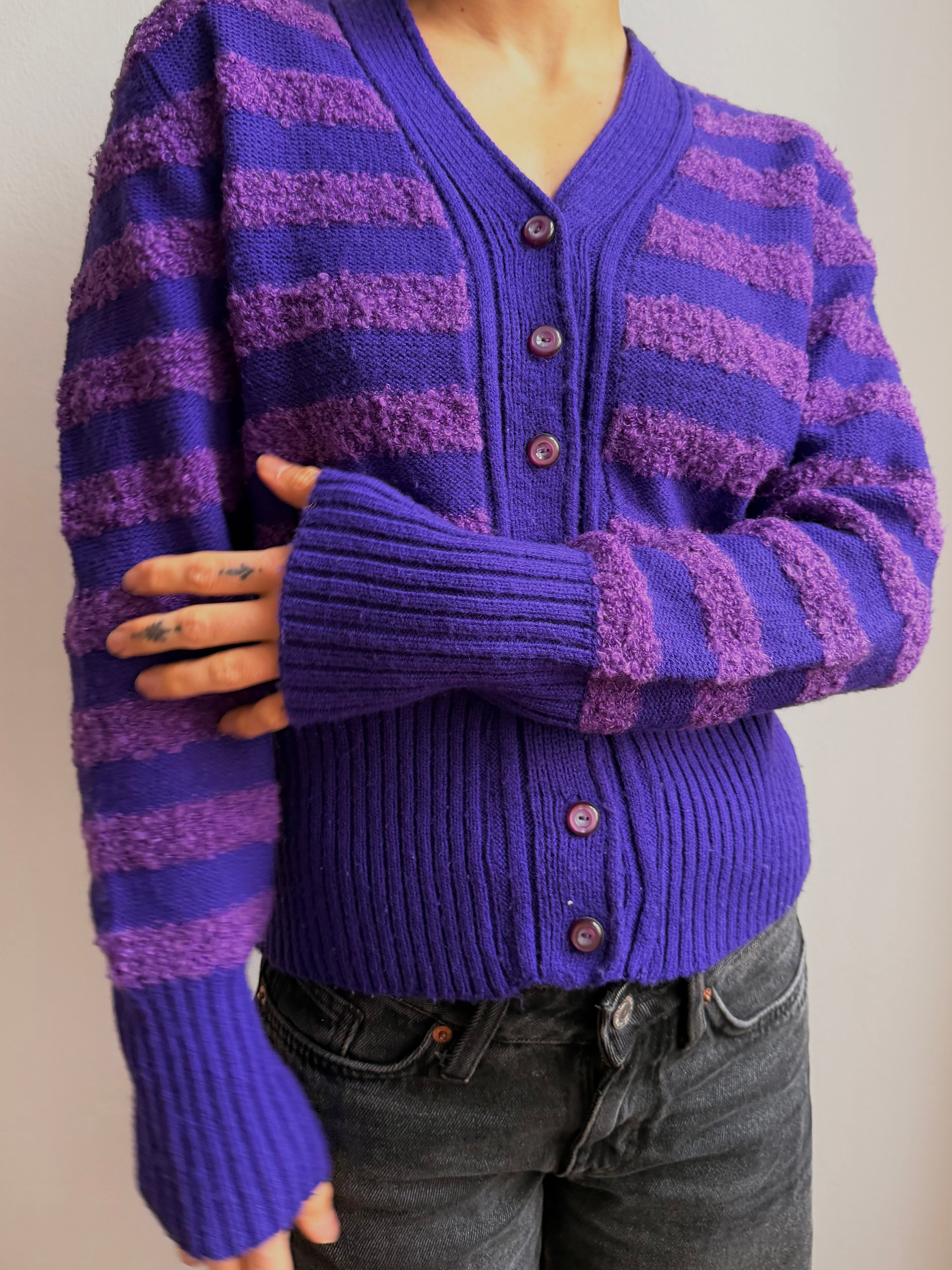 Vintage Cardigan Purple - M