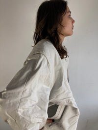 Leather Jacket Vintage DeFrino Cream White Minimal Spring Layering Unisex – M/L