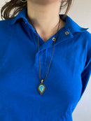 Necklace Vintage Blue Stone Costume Jewelry Women – One Size