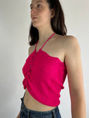 Top Vintage Summer Pink Sleeveless Polyester Shirt Blend – S