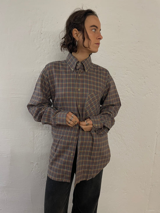 Vintage Redford Checked Shirt Cream & Brown – M
