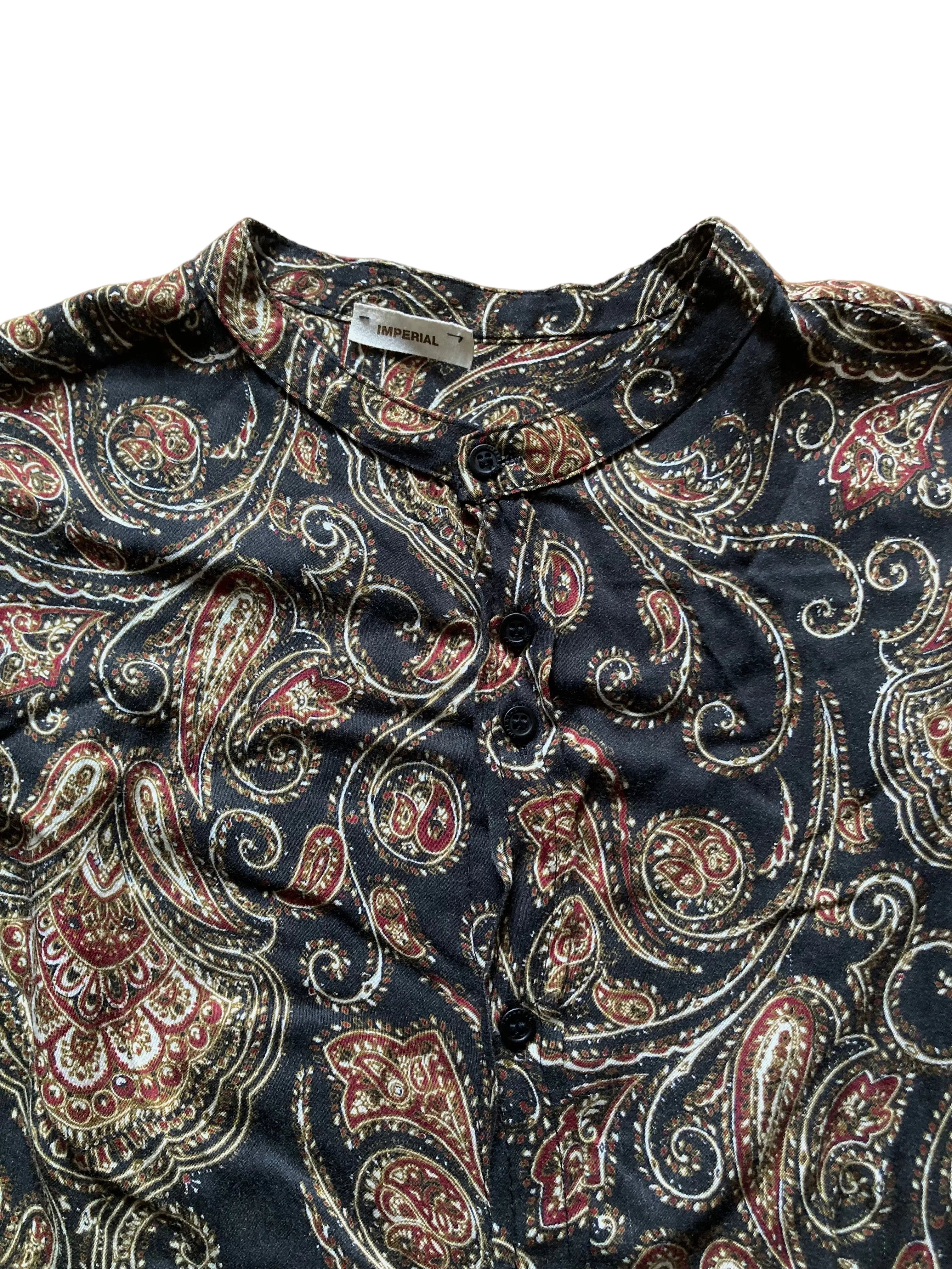 Vintage Blouse Patterned Shirt Long Sleeve – M