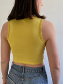 Top Vintage Y2K Baby Tee Front Print Yellow Fitted Cotton Blend Women – S