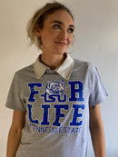 T-Shirt Vintage University Logo Front Print Grey Blue – M