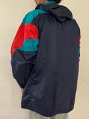 Rain Jacket Rucanor Hooded Waterproof Black & Turquoise & Red – XL