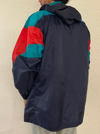 Rain Jacket Rucanor Hooded Waterproof Black & Turquoise & Red – XL