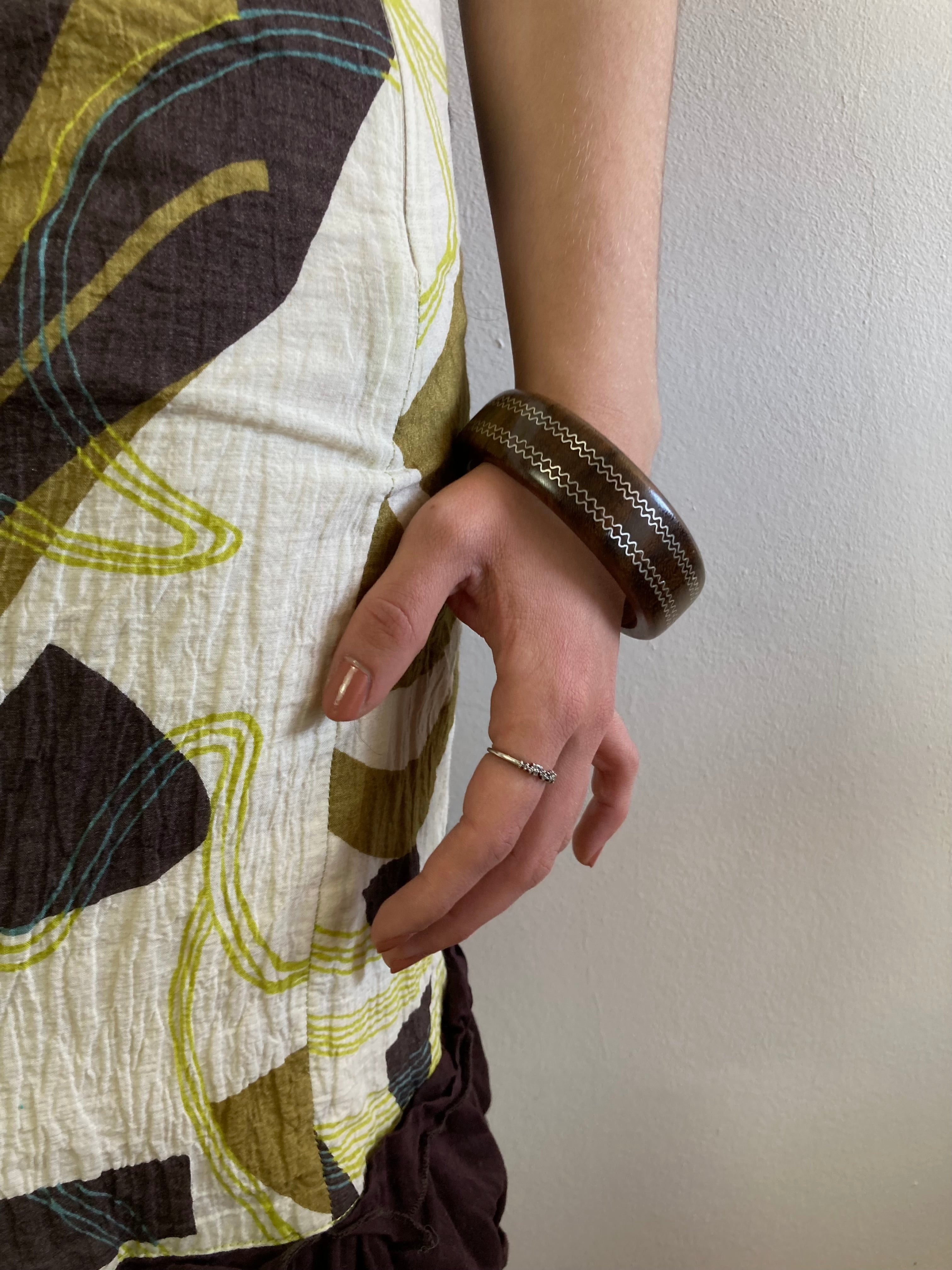Bracelet Vintage Wooden Ring Wrist Costume Jewelry Women – One Size