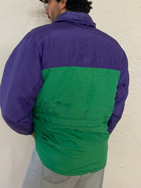 Vintage Unisex Ski Jacket Warm Winter Green Purple White – L