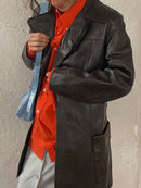 Vintage Schokobraun Ledermantel M