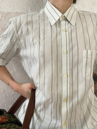 Weiß/grau gestreiftes Hemd M - Kleiderhaufen - Default Title