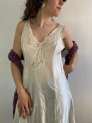 Nightdress Vintage Y2K Cream Lace Layering Top Skirt Style Women made in France – S