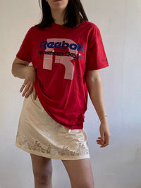 T-Shirt Vintage Reebok Front Print Sport Red Unisex – XL