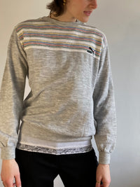 Sweater Vintage Grey Striped Puma Unisex – M