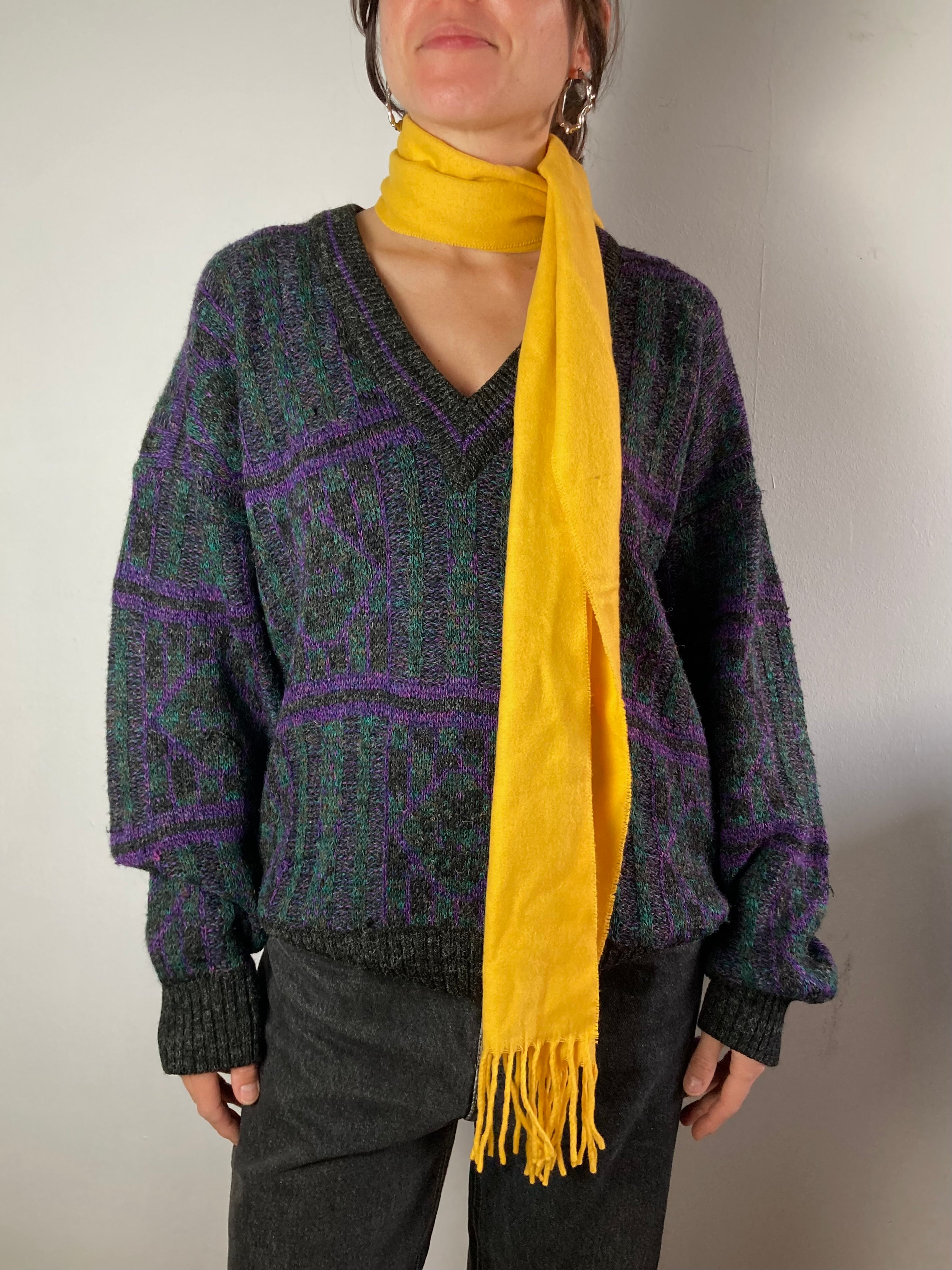 Sweater Vintage Wool Oversized Knit Pullover Unisex – M