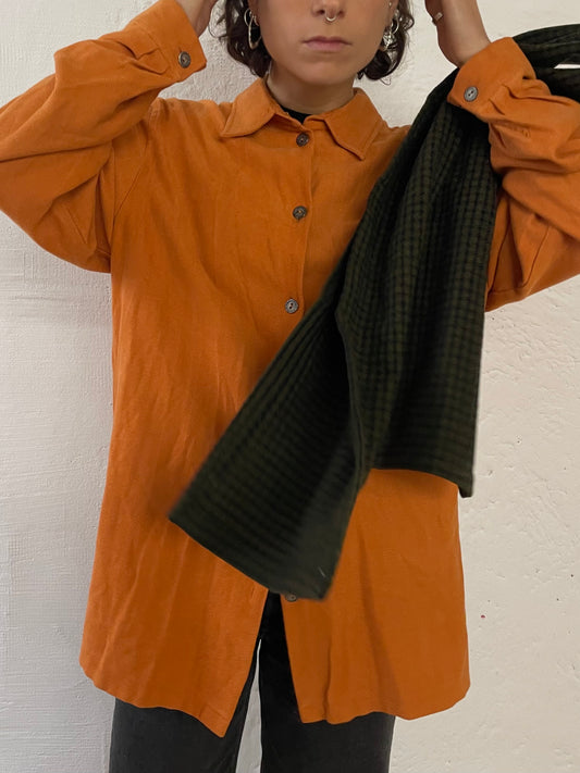 Oversized Bonita Shirt Orange Long Sleeve – M