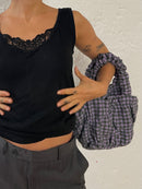 Karierte Tasche Lila/Grau