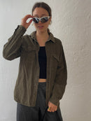 Dunkelbrauenes Cordhemd M - Kleiderhaufen - Default Title