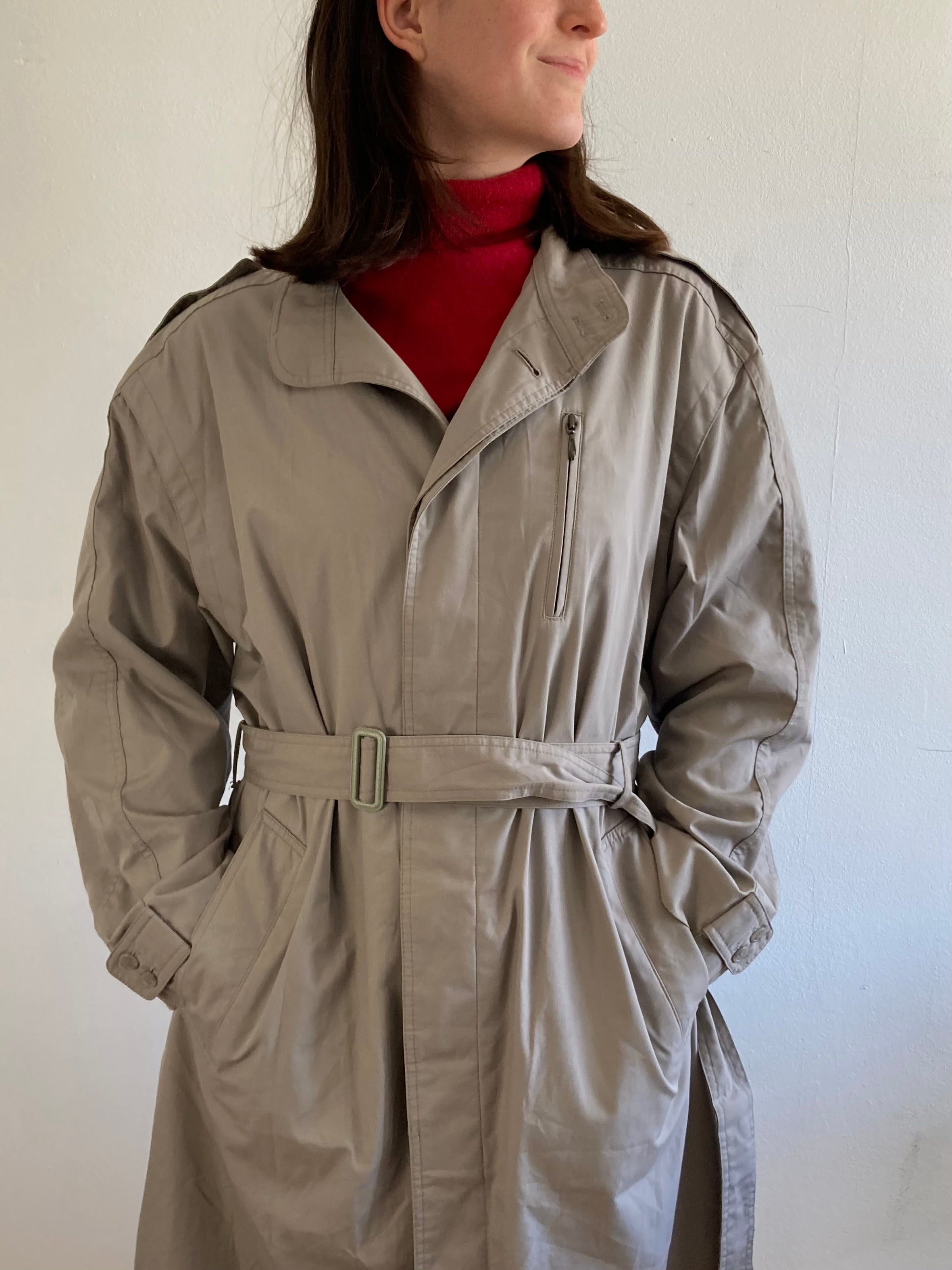 Coat Vintage Trench Tailored Spring Grey Unisex – M/L