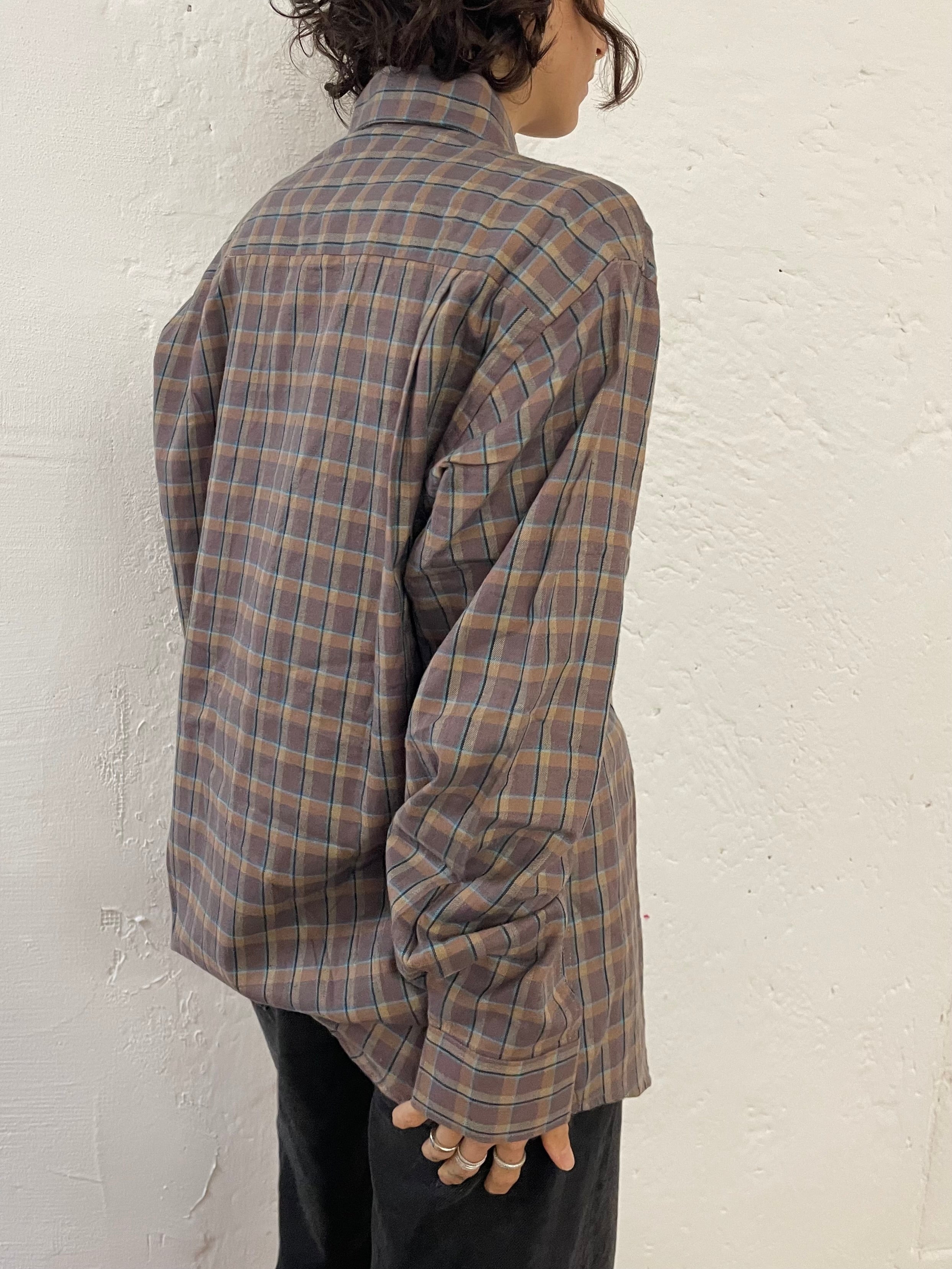 Vintage Redford Checked Shirt Cream & Brown – M