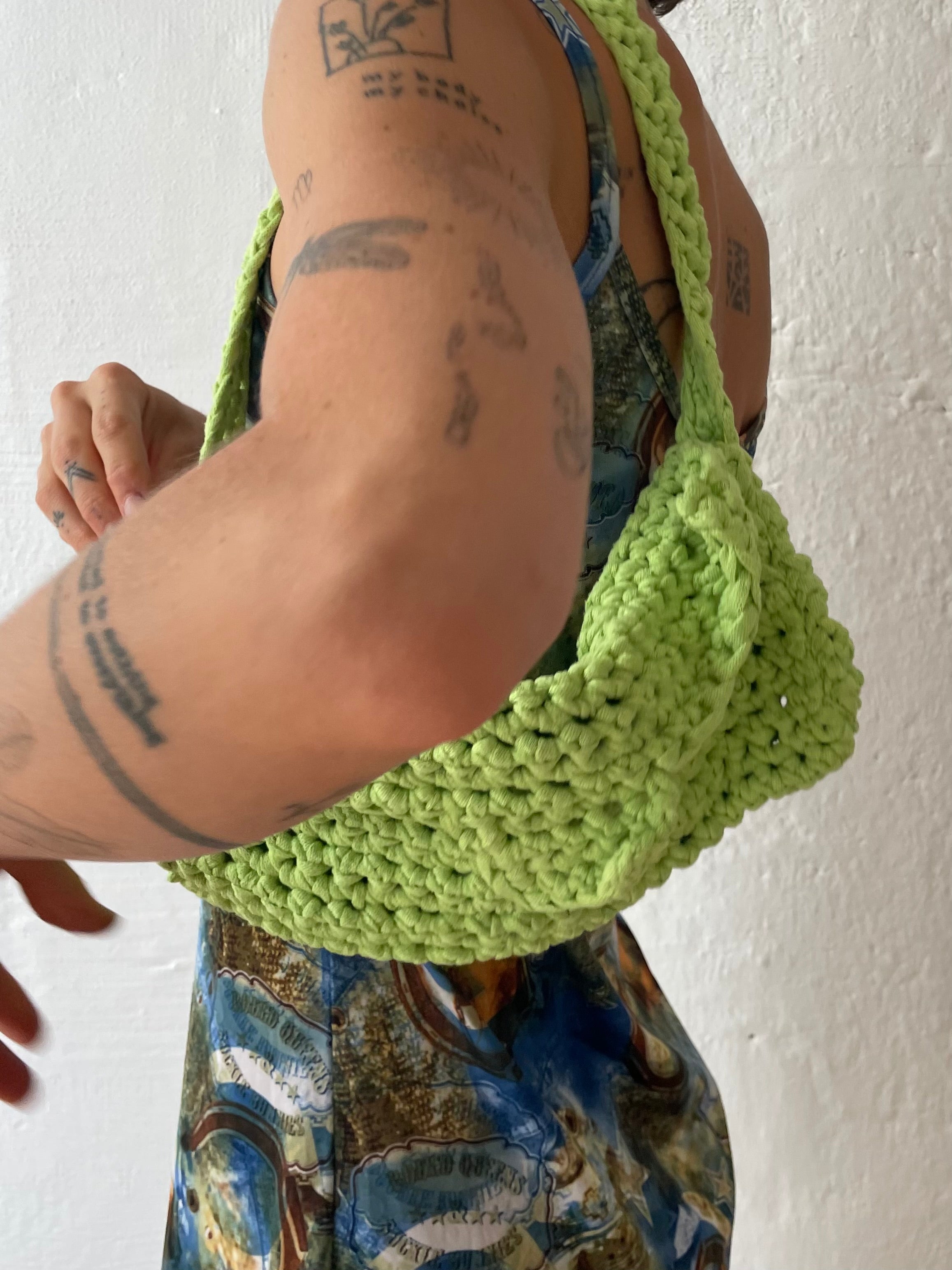 Vintage Bag gehäkelt grün