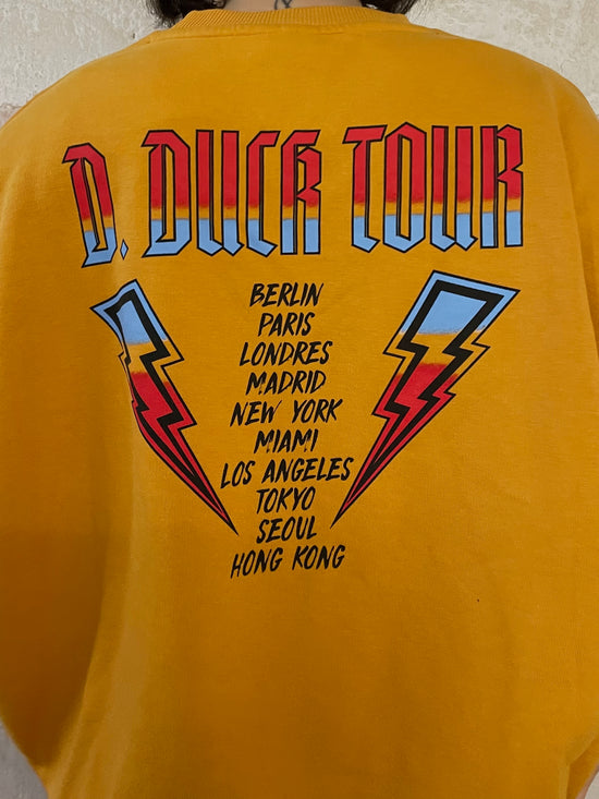 Vintage Disney Donald Duck Concert Sweater Front & Back Print Orange – L