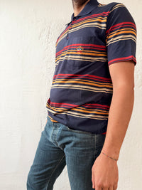 Polo Shirt Paul & Shark Yachting Black Striped with Orange & Yellow Details – L